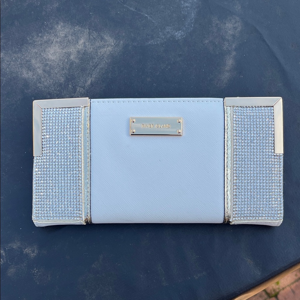 River Island white Clutch with gold Details